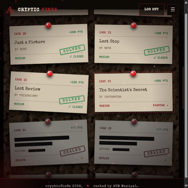 Cases 20–22 closed and Case 23 open